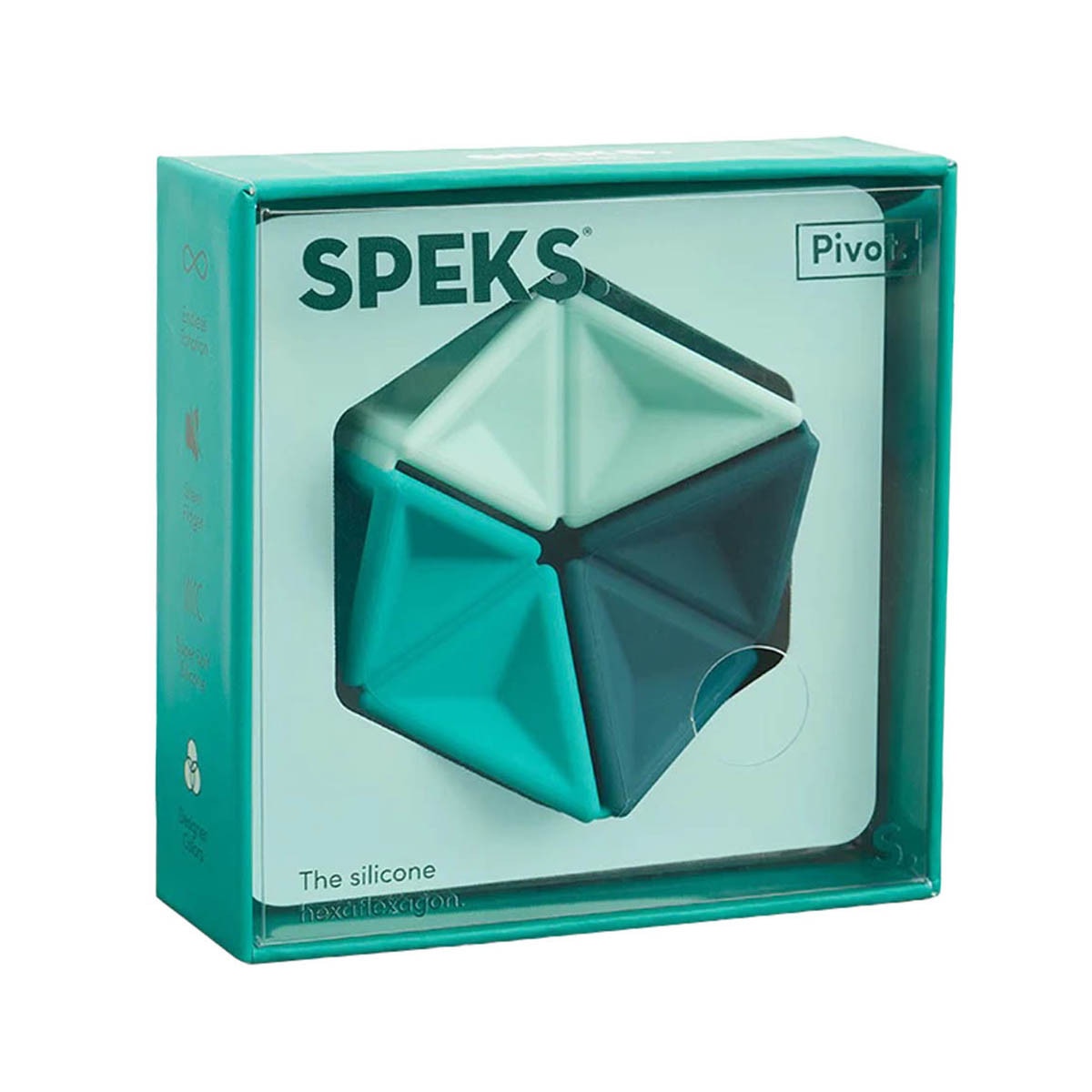 Speks pivot silicone flexagon fidget toy teal
